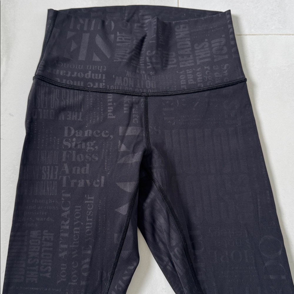Lululemon Wunder Under Black Leggings with words/affirmations